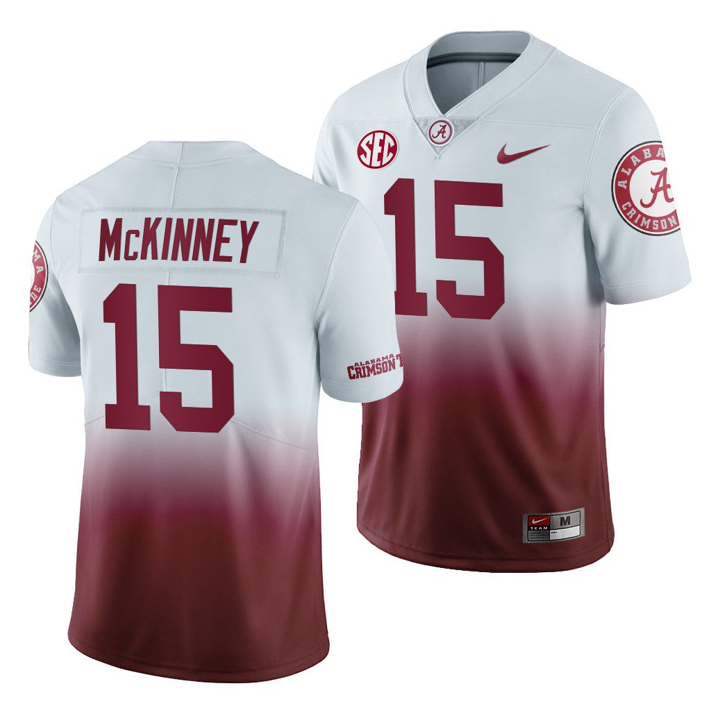 Men's Alabama Crimson Tide Xavier McKinney #15 Color Crash Gradient 2019 NCAA College Football Jersey